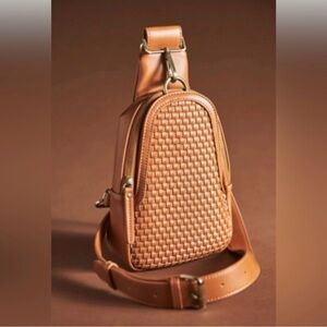 Anthropologie Tan Woven Crossbody Bag